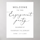Engagement Party Elegante Kalligrafie willkommen Poster (Vorne)