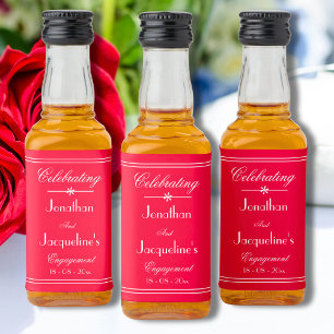 Engagement Party Elegantes Script Niedlich Red Min Alkoholflaschenetikett