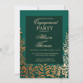 Engagement Party Emerald Gold Kraut Einladung (Vorderseite)