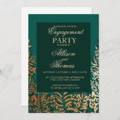 Engagement Party Emerald Gold Kraut Einladung (Vorne/Hinten)