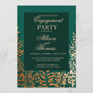 Engagement Party Emerald Gold Kraut Einladung