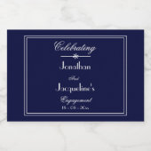 Engagement Party favorisiert Navy & White Script M Alkoholflaschenetikett (Einzelnes Label)
