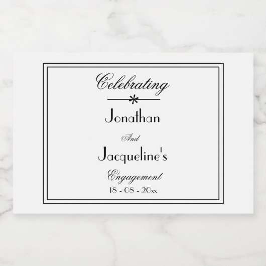 Engagement Party Favors Name Script Cute Mini  Schaumweinetikett (Einzelnes Label)