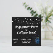 Engagement Party Firefe Cafe Lights Einladung (Stehend Vorderseite)