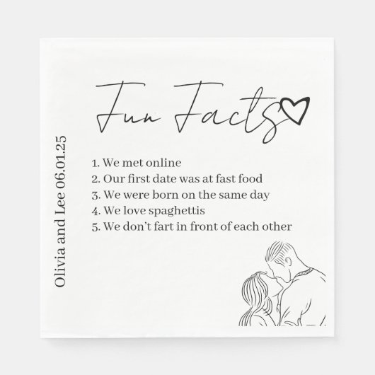 Engagement Party Fun facts Name Wedding  Serviette (Vorderseite)