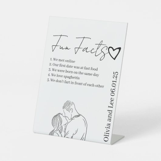 Engagement Party Fun facts Name Wedding  Sockelschild (Vorderseite)