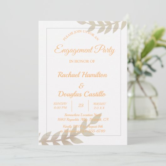 Engagement Party goldfarben Einladung (Stehend Vorderseite)