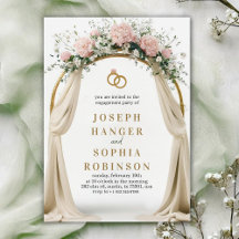 Engagement party invitation with floral arch