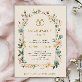 Engagement party Invitation with floral border Einladung