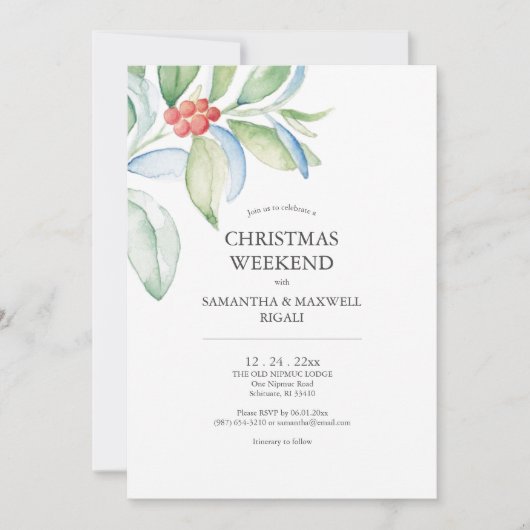 Engagement Party Invitations Festive Greenery Einladung (Vorderseite)