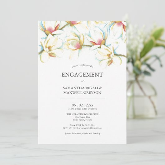 Engagement Party Invitations Watercolor Flowers (Stehend Vorderseite)