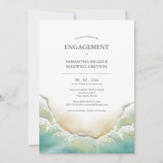 Engagement Party Invitations Watercolor Shoreline Einladung (Vorderseite)