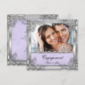 Engagement Party Lilac White Silver Foto Einladung (Vorne/Hinten)
