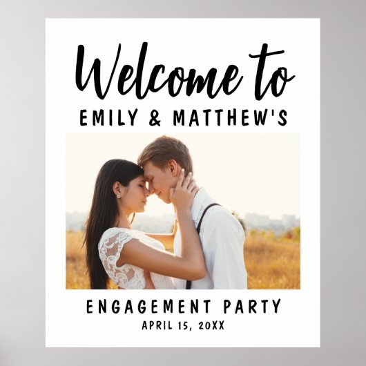 Engagement Party Modernes Foto Willkommen Poster (Vorne)