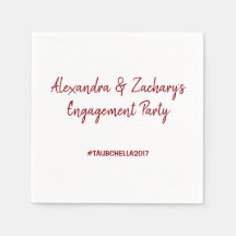 Engagement Party Napkins w Hashtag Deep Red