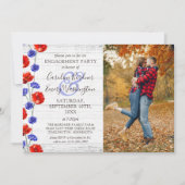 Engagement Party Rustikales Holz & Red Poppy 4-Fot Einladung (Vorderseite)