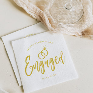 Engagement Party Schriftzug Gold Serviette