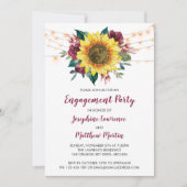 Engagement Party Sunflower Burgundy Bloral Einladung (Vorderseite)