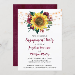 Engagement Party Sunflower Burgundy Bloral Einladung
