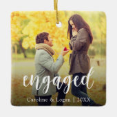 Engagement Photo | Engaged Holiday Keepsake Keramikornament (Vorderseite)