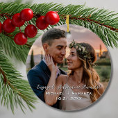 Engagement Photo She Said Yes! and Airplane Travel Keramik Ornament