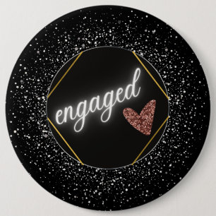 Engagiert Glam Schwarz und Silber Button