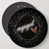 Engagiert Glamour Schwarz und Silber Button (Vorne & Hinten)
