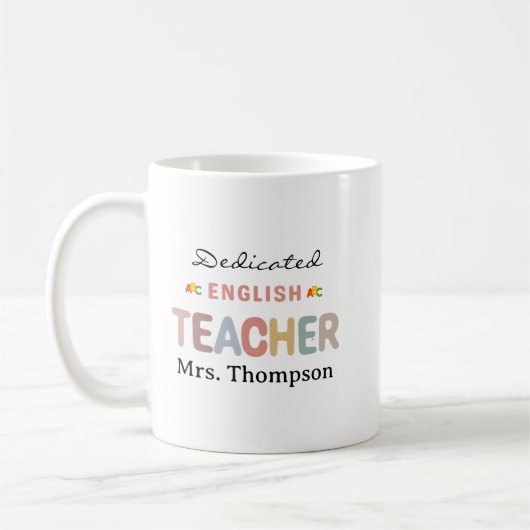 Engagierte Englischlehrerin Personalisierter Name Kaffeetasse (Links)