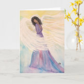 Engel, 5" x 7" Faltschachtel Weihnachtsgrüße Karte (Gelbe Blume)