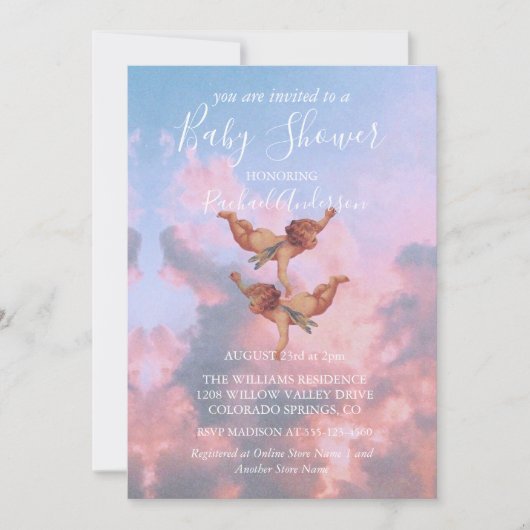 Engel am Himmel Einladung (Vorderseite)