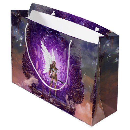 Engel am Himmel Große Geschenktüte (Rückseite Schrägansicht)