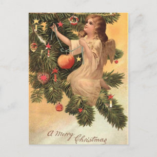 Engel am Weihnachtsbaum Feiertagspostkarte