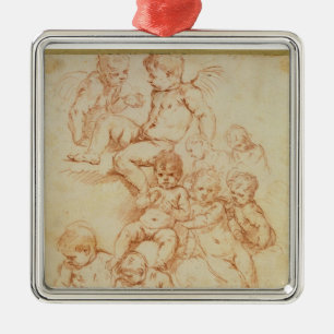 Engel, Anfang des 17. Jahrhunderts (rote Kreide Silbernes Ornament