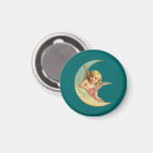 Engel auf einem halbmondförmigen Mondbild Magnet (Vorderseite/Rückseite)