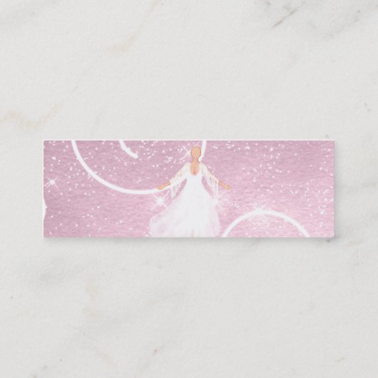 Engel auf rosa Cloud Mini Visitenkarte (Rückseite)