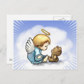 Engel-Baby und Teddybär Postkarte (Vorne/Hinten)