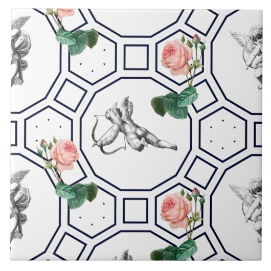 Engel, Barock, Rokoko, Vintag, Fliese (Vorderseite)