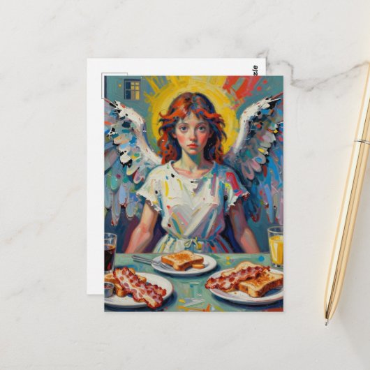 Engel beim Frühstück Postkarte (Vorderseite/Rückseite Beispiel)