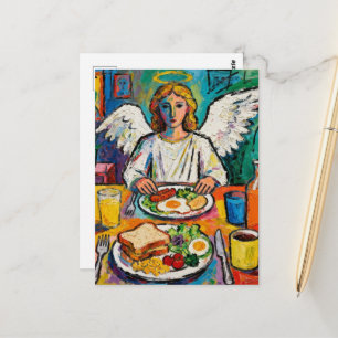 Engel beim Frühstück Postkarte
