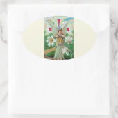 Engel betend ovaler aufkleber (Tasche)