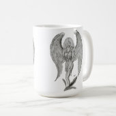 Engel Bleistiftzeichnung Black and white Design Kaffeetasse (VorderseiteRechts)