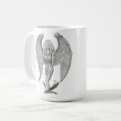 Engel Bleistiftzeichnung Black and white Design Kaffeetasse (Vorderseite Links)