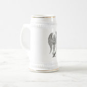 Engel Bleistiftzeichnung Schwarz-Weiß-Design Bierglas (Vorderseite Links)
