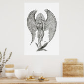 Engel Bleistiftzeichnung Schwarz-Weiß-Design Poster (Küche)