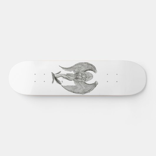 Engel Bleistiftzeichnung Schwarz-Weiß-Design Skateboard (Horizontal)