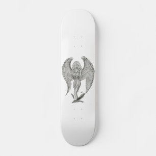Engel Bleistiftzeichnung Schwarz-Weiß-Design Skateboard