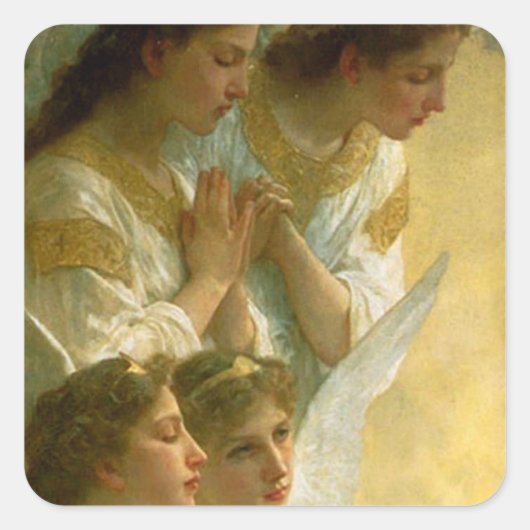 Engel Bouguereau Quadratischer Aufkleber (Vorderseite)