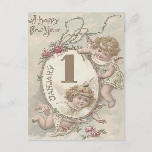 Engel Cherub Rose Postkarte (Vorderseite)