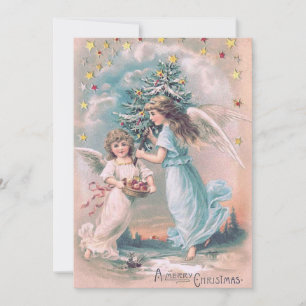 Engel Cherub Weihnachtsbaum Apfel Sterne Einladung