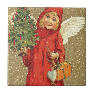 Engel Cherub Weihnachtsbaum Schnee Fliese